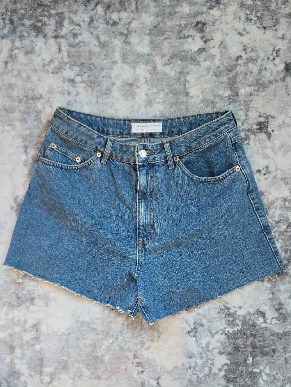 Topshop Blue Denim Raw-Hem Jean Shorts